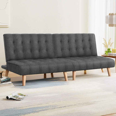 Artiss 2X Sofa Bed Lounge Chair | Convertible Recliner Faux Linen Grey Single Seater Couch Futon